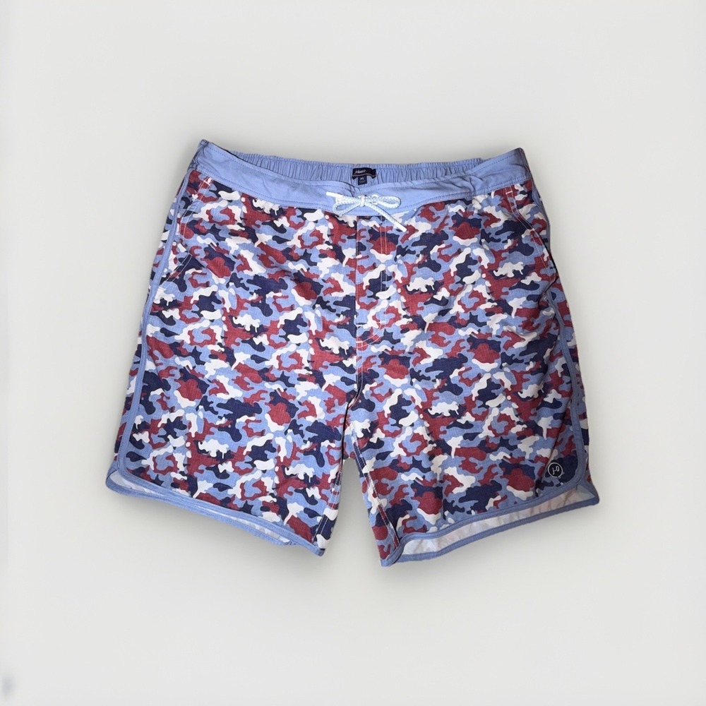 Johnnie-O Men's XL 7" Surf Swim Shorts Trunks Camo Red White & Blue